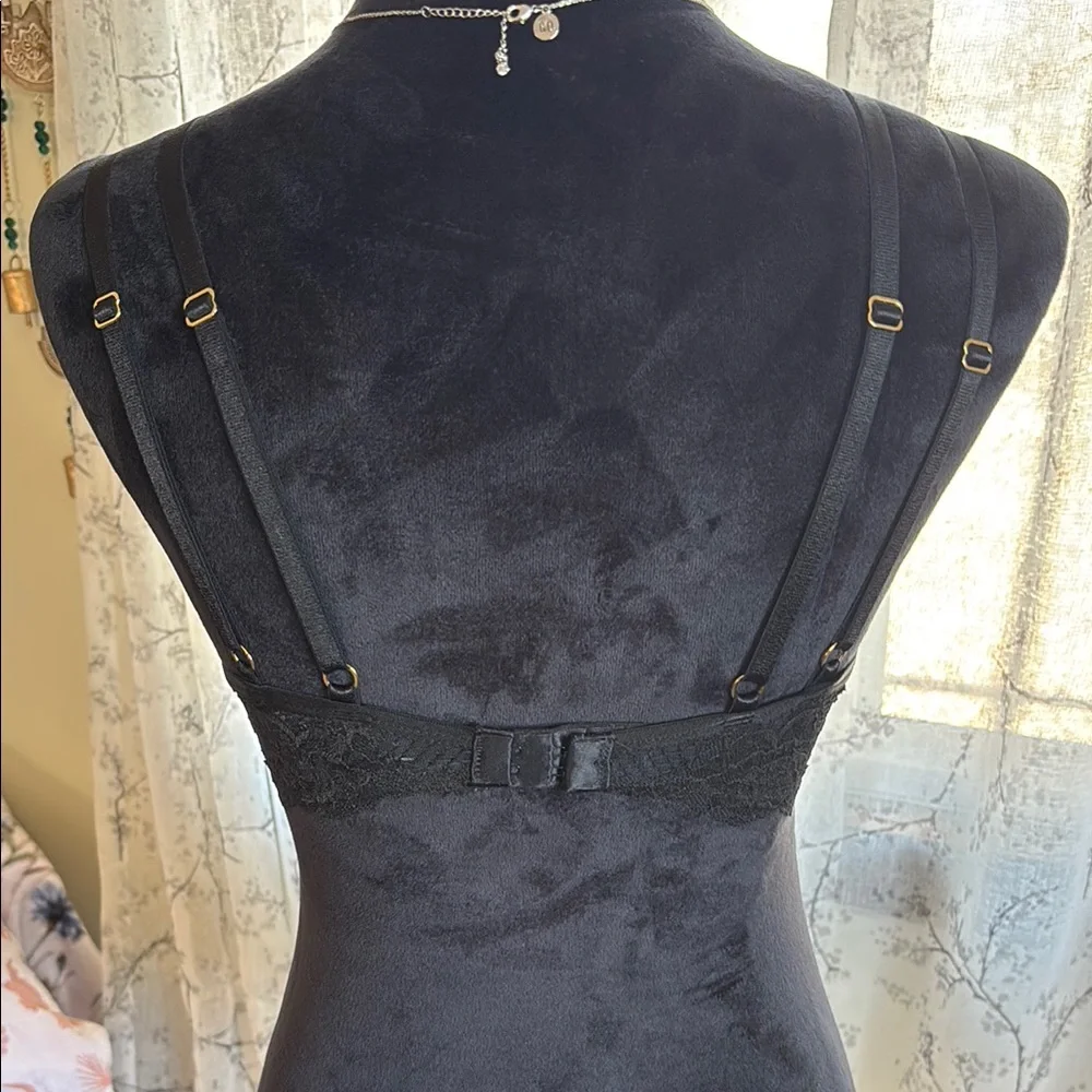 Victoria's Secret Black Lace + Fishnet Bra with Double Strap Detail in Size 36C - Picture 5 of 7